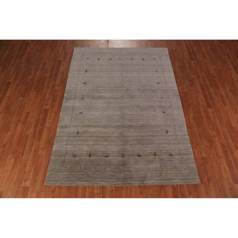 Tribal Gabbeh Area Rug Handmade Oriental Wool Carpet - 5'3" x 7'6"