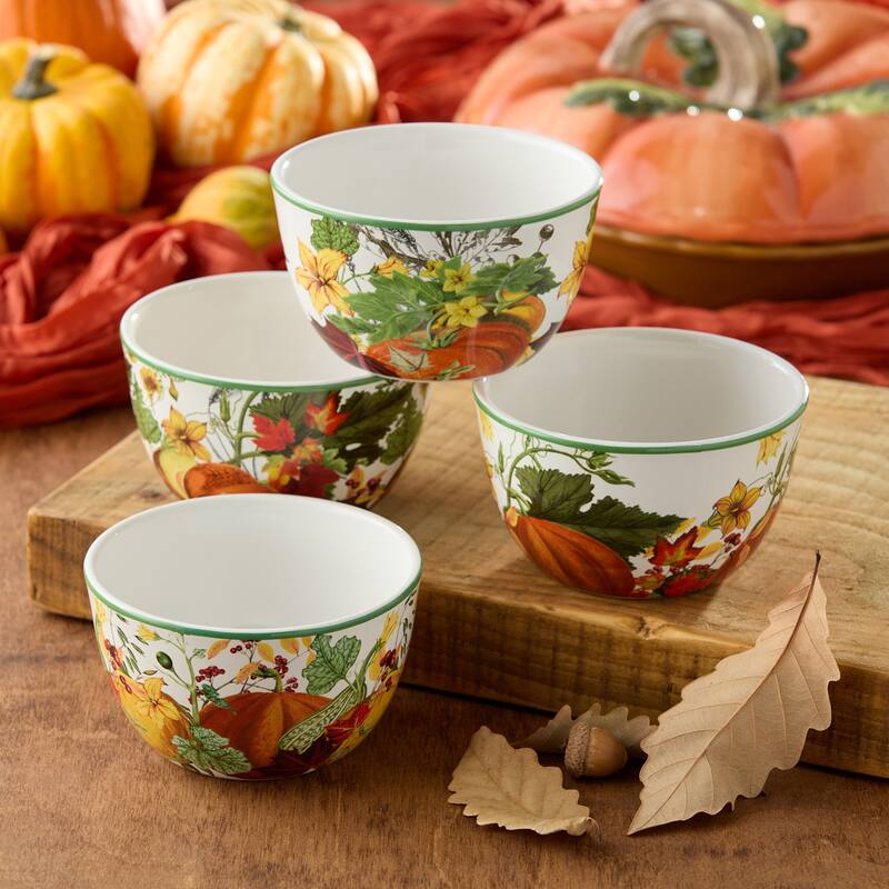 Certified Harvest Fields 5.25" Ice Cream/Dessert Bowls, 4 Assorted Designs - 5.25"W x 5.25"D x 3.00"H