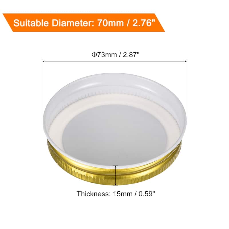 Mason Jar Lids, 24 Pcs - Tinplate Canning Lids Leak Proof - Gold - 70mm