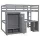 preview thumbnail 29 of 28, Full Size Wood Loft Bed with Wardrobe, Desk and Drawers