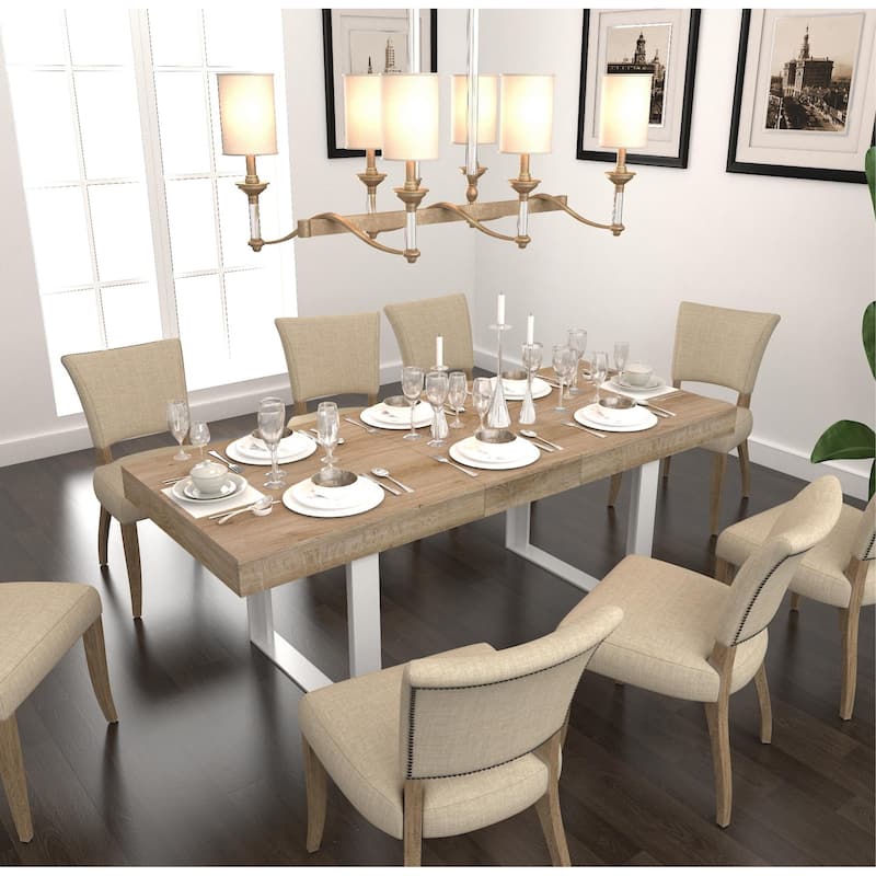 Extendable Modern Farmhouse Dining Table Seats 6-10 - N/A