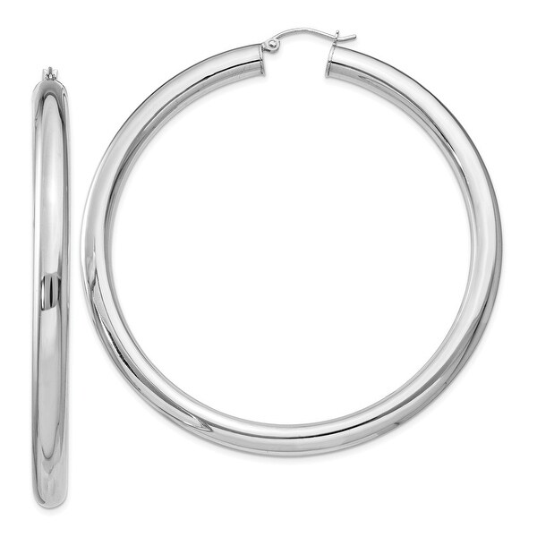 Beautiful Sterling Silver RH-plated Oval Scalloped Edge 5mm Hoop Earrings