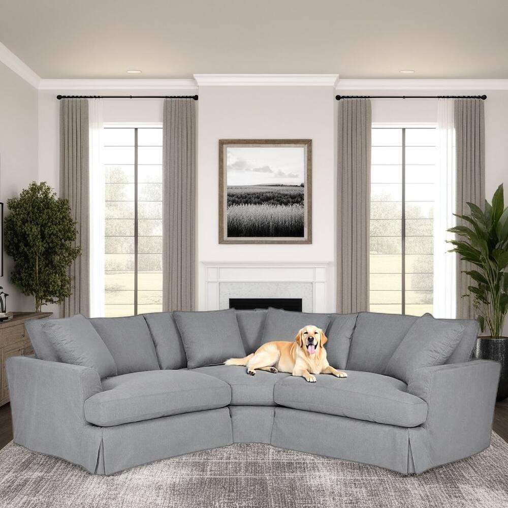 Ciara Modern Upholstered L-Shaped 3 Piece Modular Sectional Sofa Couch with Slipcover