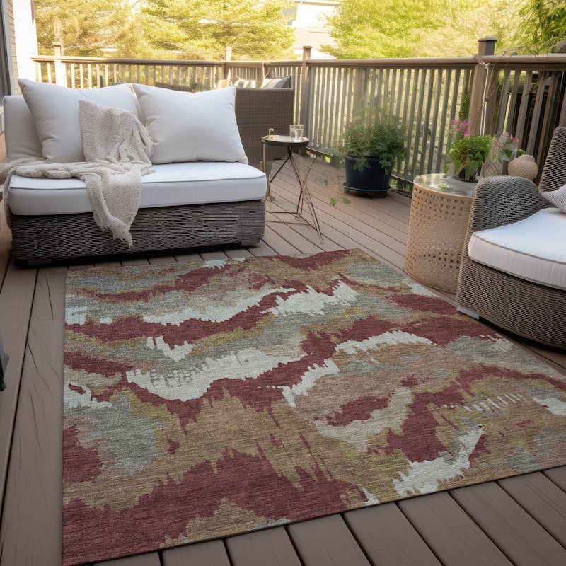 Machine Washable Indoor/ Outdoor Chantille Ombre Abstract Rug