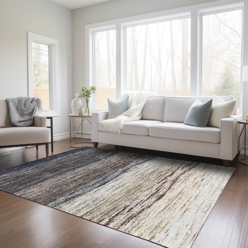 Machine Washable Indoor/ Outdoor Chantille Solid Ombre Rug