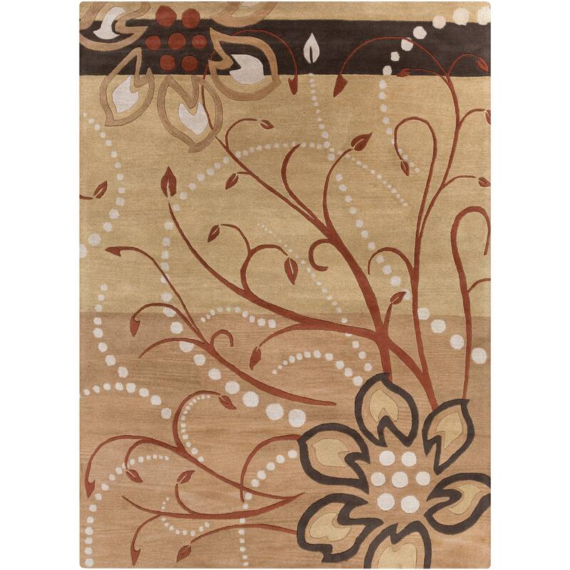 Handmade Windy Transitional Floral Wool Area Rug