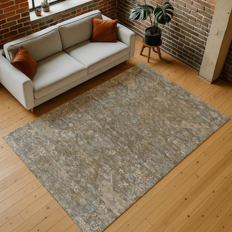 Machine Washable Indoor/ Outdoor Traditional Chelsea Chantille Rug