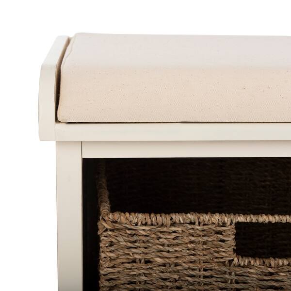 Shop Safavieh Lonan White 3 Drawer Wicker Storage Bench 47 X