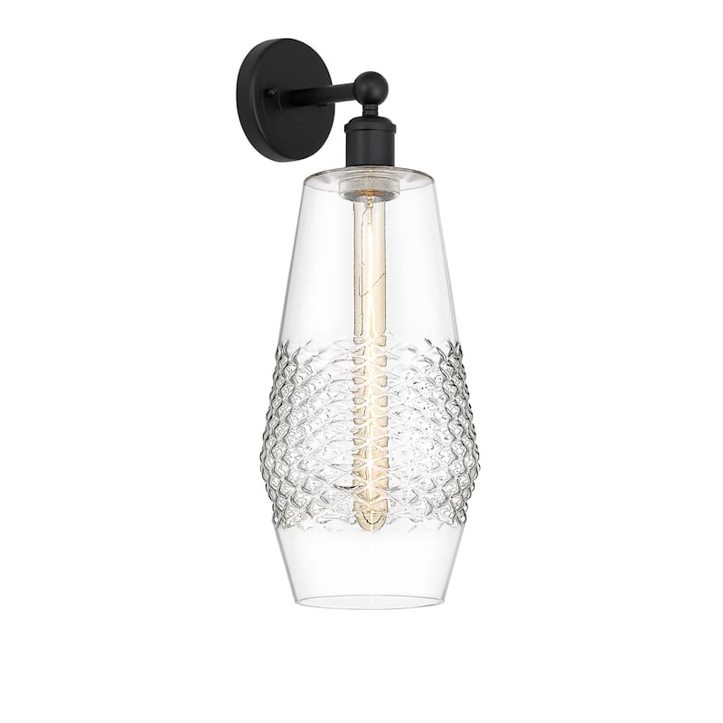Innovations Lighting 616-1W-19-7 Windham Sconce Windham 19" Tall Wall - Matte Black / Clear