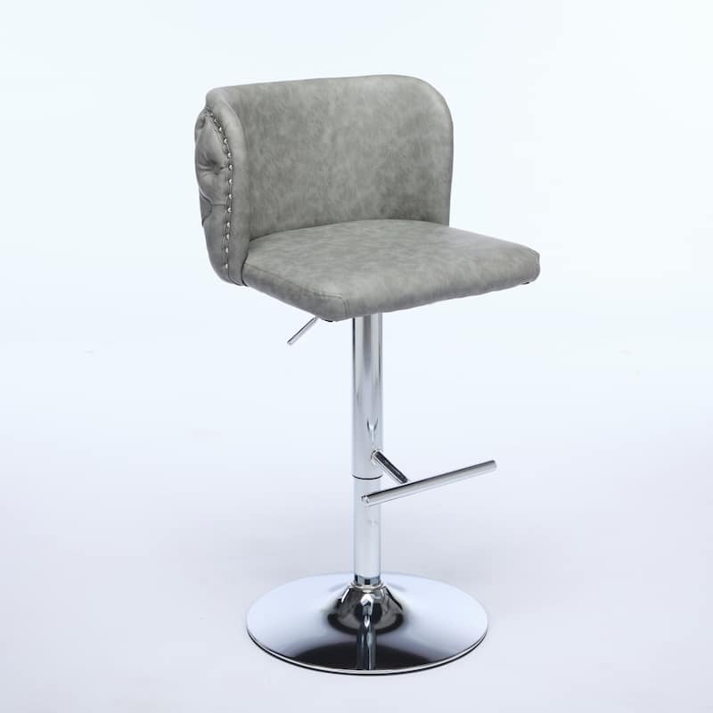 Velvet Upholstered Bar Stools Set of 2, Swivel Bar Stools with Adjusatble Height, Kitchen Island Chairs with Tufted Back
