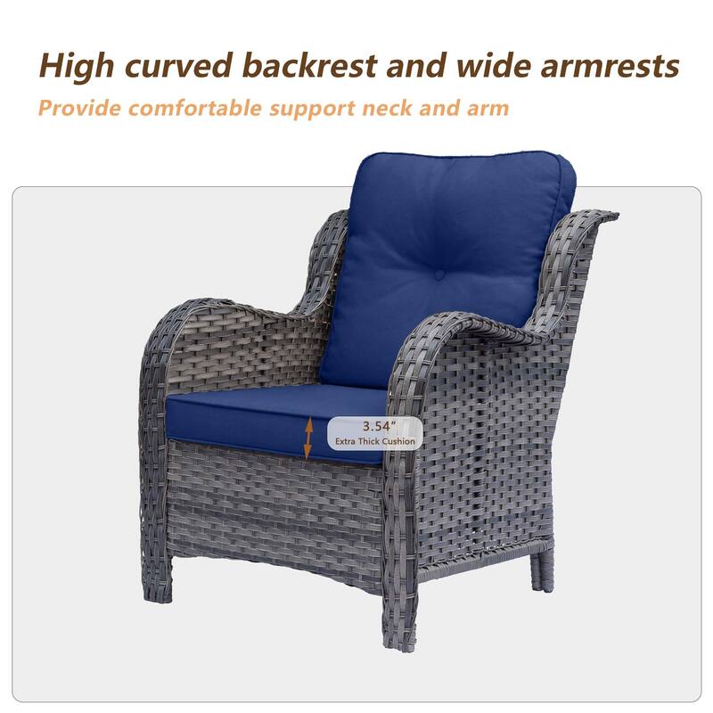 High Back Gray Wicker Outdoor Patio Furniture Sofa Seating Set with Cushions