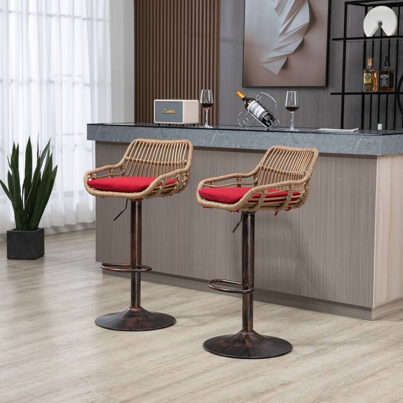 Swivel Bar Stools Set of 2 Adjustable Counter Height Chairs