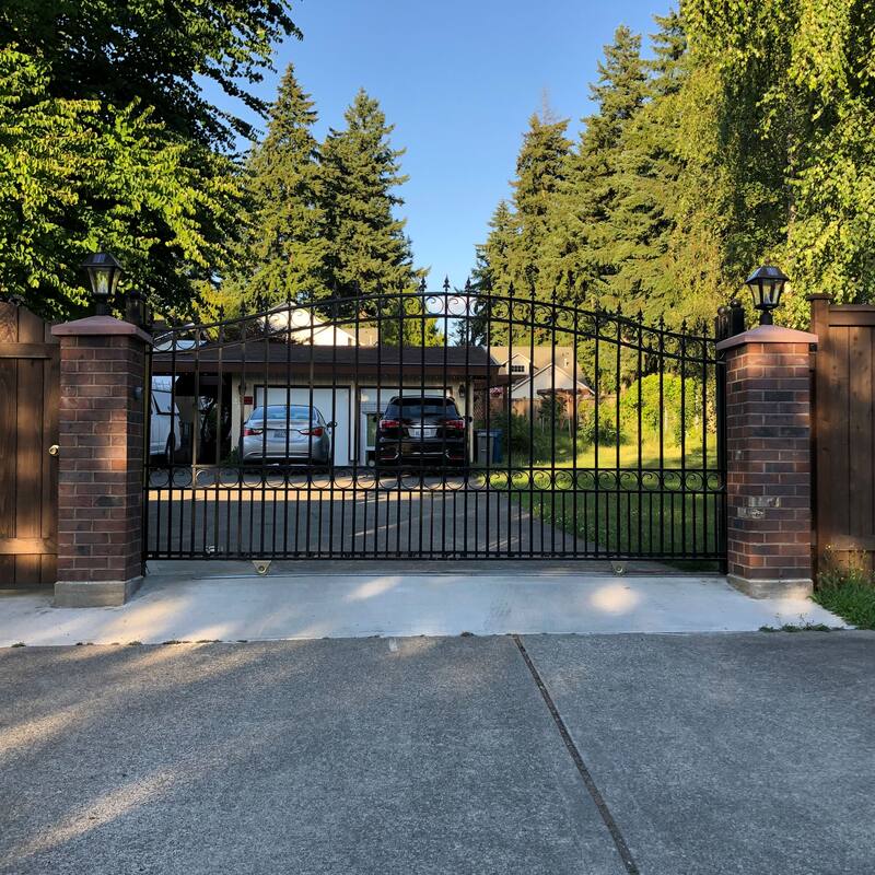 ALEKO Steel Single Sliding 14 ft Driveway Gate London Style with Gate Opener