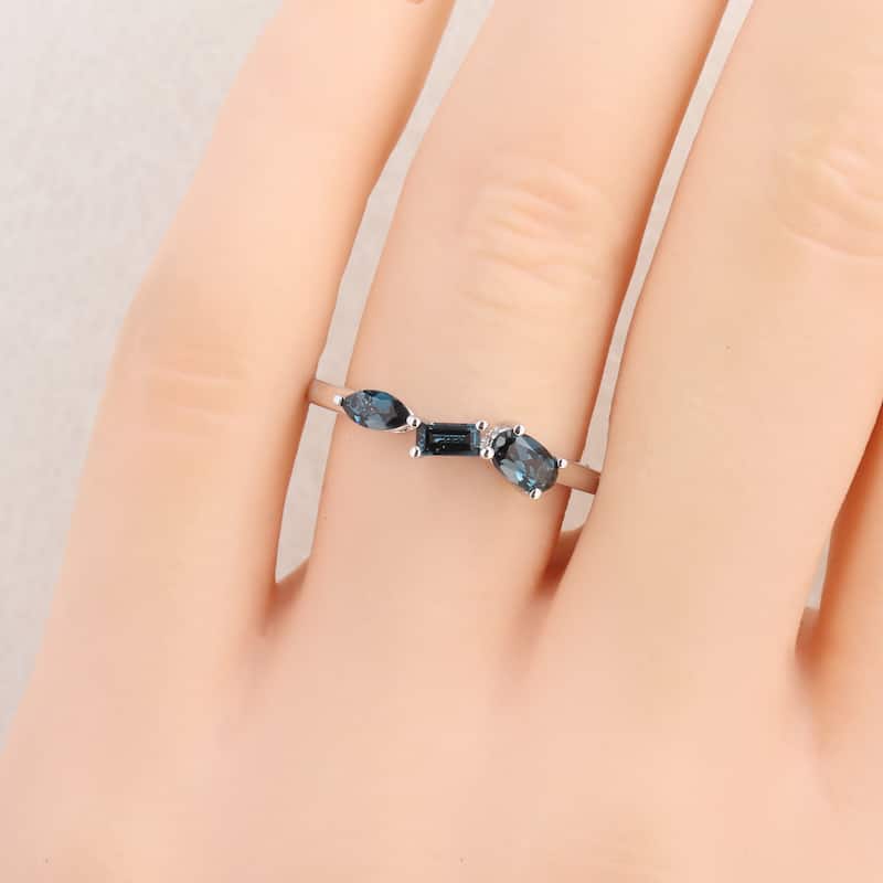 Miadora Multi-Gem Three Stone Ring Sterling Silver