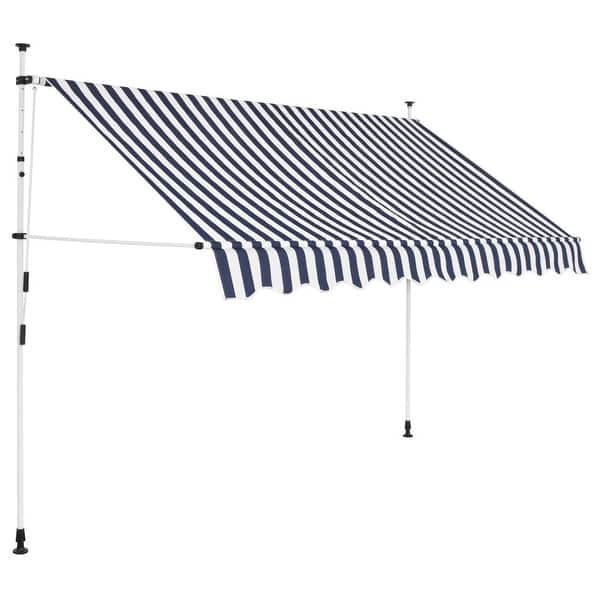 Shop Vidaxl Manual Retractable Awning 118 Blue And White Stripes Overstock 26281406