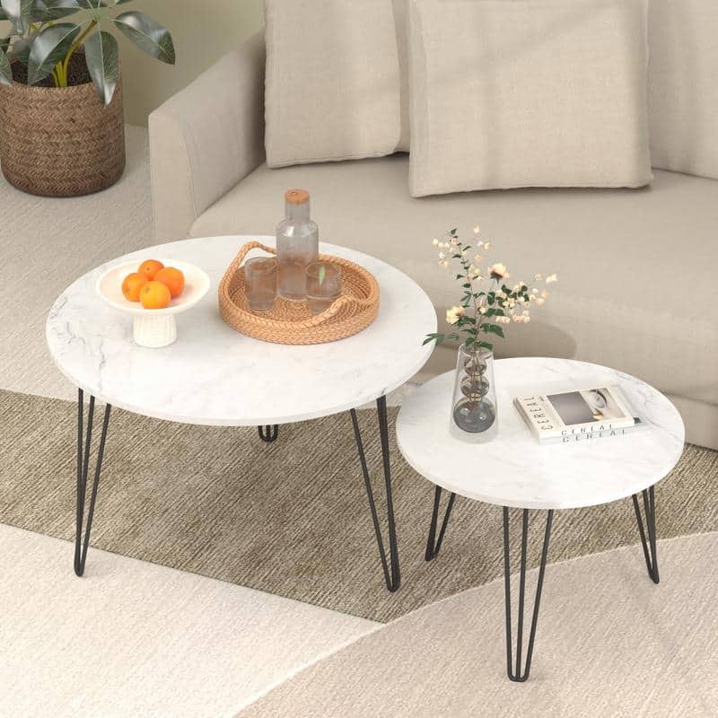 27.56'' Round Nesting Coffee Table Set of 2