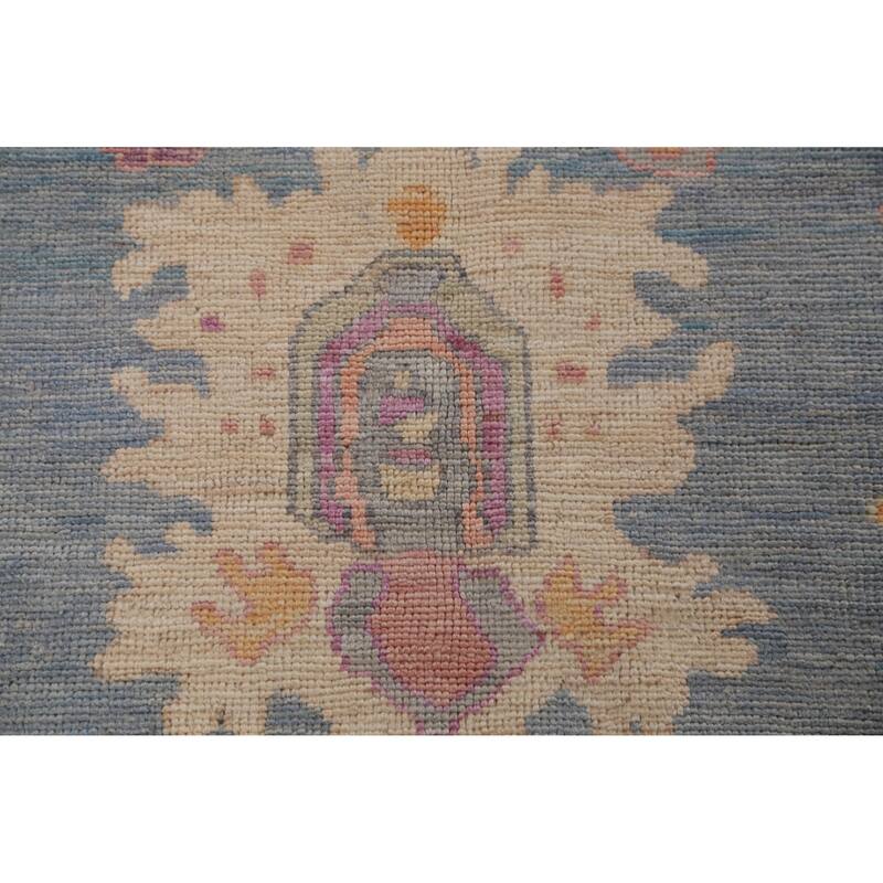 Hand Knotted Oriental 100% Wool Carpet Transitional All-Over Navy Blue & Blues Oushak Area Rug - 10' 2'' X 8' 5''