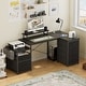 preview thumbnail 4 of 24, 71'' L-Shaped Desk with File Drawers, Reversible Computer Desk with Power Outlets and Smart LED Lights