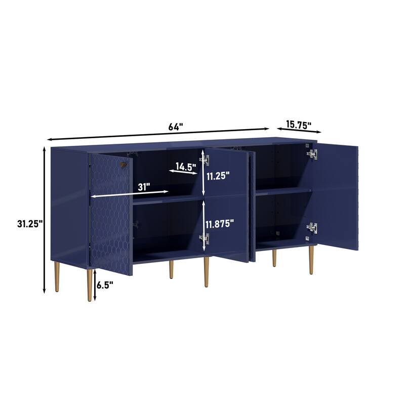 4 Door Wooden Glossy Locker Storage Accent Cabinet/Buffet