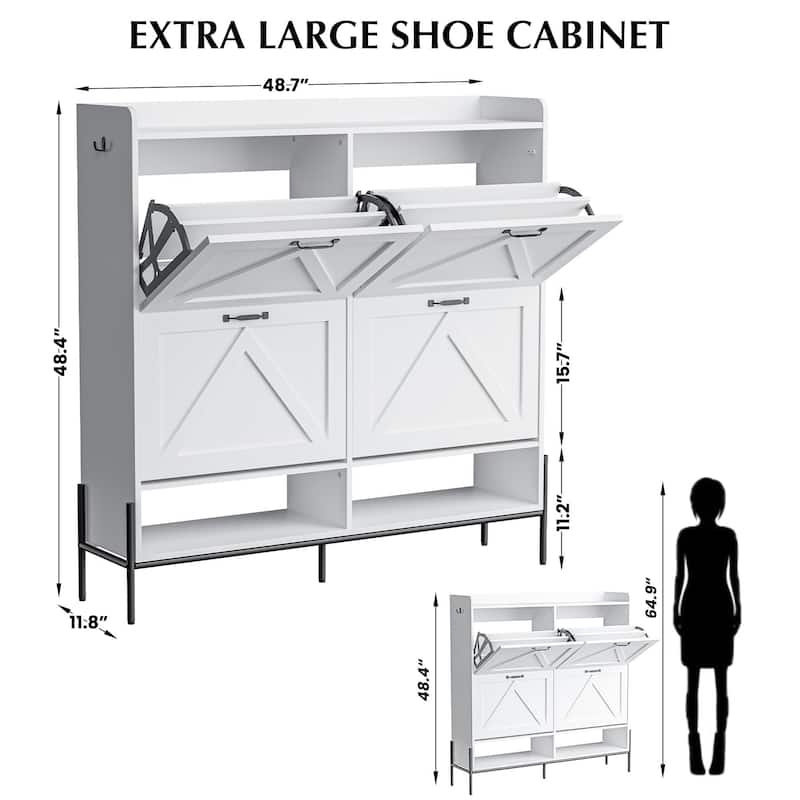 Shoe Cabinet with 4 Flip Drawers,Freestanding Shoe Storage Cabinet Organizer for Entryway,Shoe Rack Cabinet,Dry