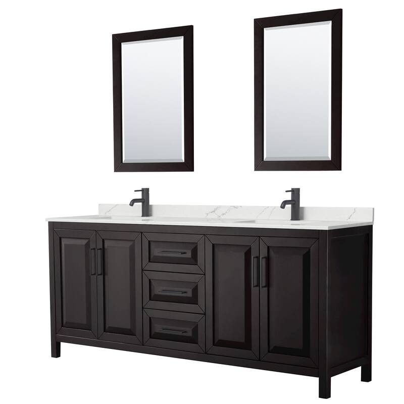Wyndham Collection WCV252580D-QTZ-UNSM24 Daria 80" Free Standing - Dark Espresso / Giotto Quartz Top / Matte Black