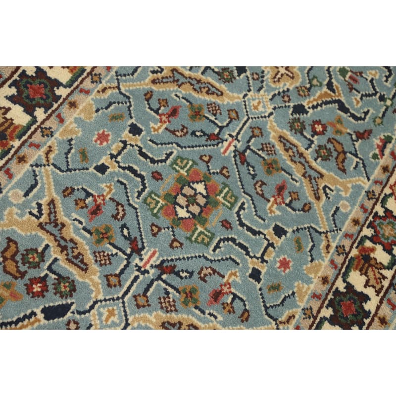 Hand-knotted Transitional Wool Carpet Blue Oushak Rug Floral Oriental Area Rug - 5' 0'' X 2' 10''