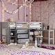 preview thumbnail 1 of 8, Twin Size Low Loft Bed With Pull-Out Desk, Drawers, Cabinet, and Shelves Grey - Twin