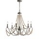 preview thumbnail 6 of 10, Orbit 6-Light 27" Adjustable Greige Metal/Wood Bead LED Chandelier, Grey/Natural by JONATHAN Y Grey/Natural