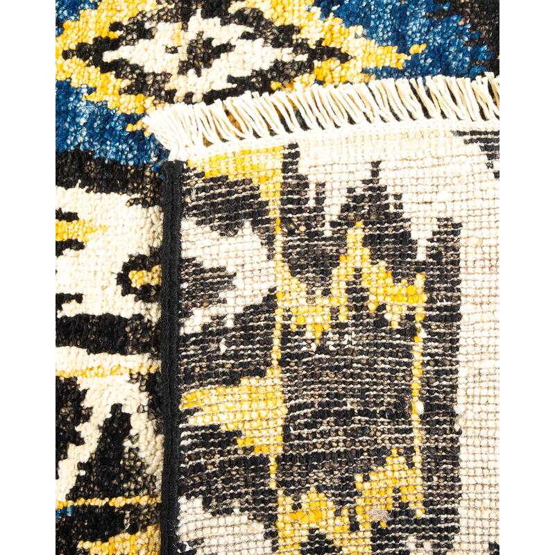 Overton Hand Knotted Wool Vintage Inspired Modern Contemporary Modern Black Area Rug - 3' 10" x 6' 2"