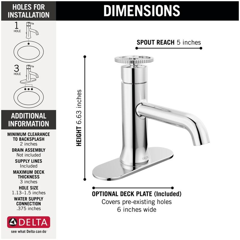 Delta 558-LPU-DST Trinsic 1.2 GPM Single Hole Bathroom Faucet Less