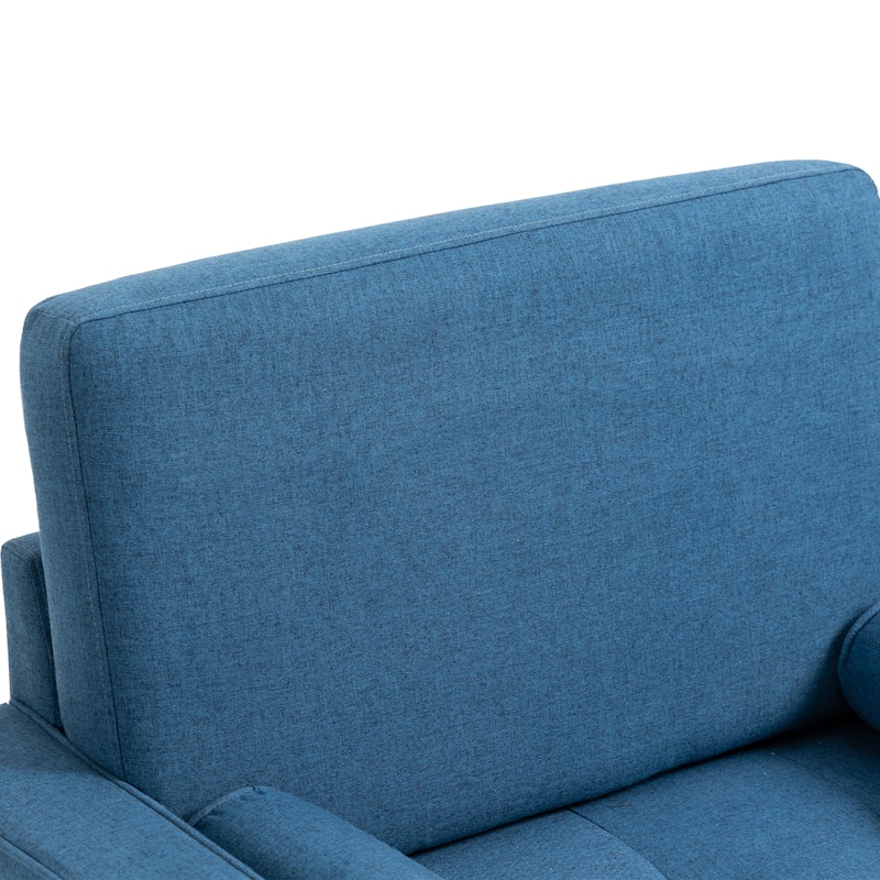 Living Room Wide Armchair Accent Chair Linen With Bolster Pillow