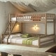 preview thumbnail 2 of 10, Walnut Wooden Twin XL over Queen Detachable Bunk Bed with Ladder and Guardrails