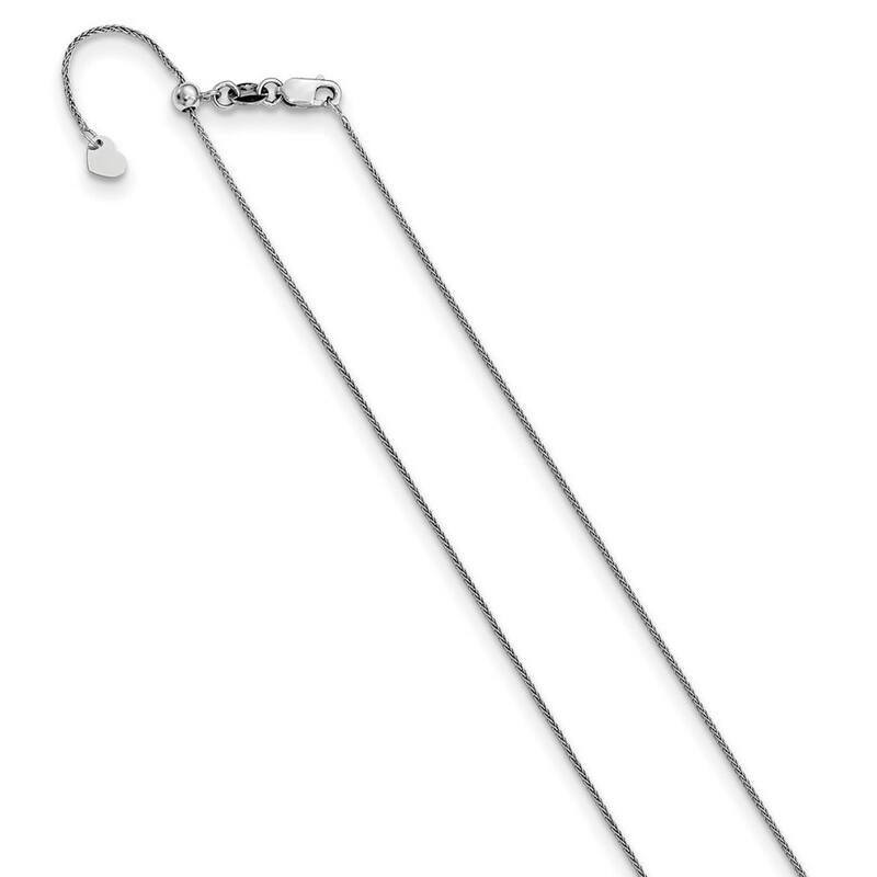 Curata 10k White Gold 0.8mm Adjustable Spiga Wheat Chain Necklace for Women Options: 22 30