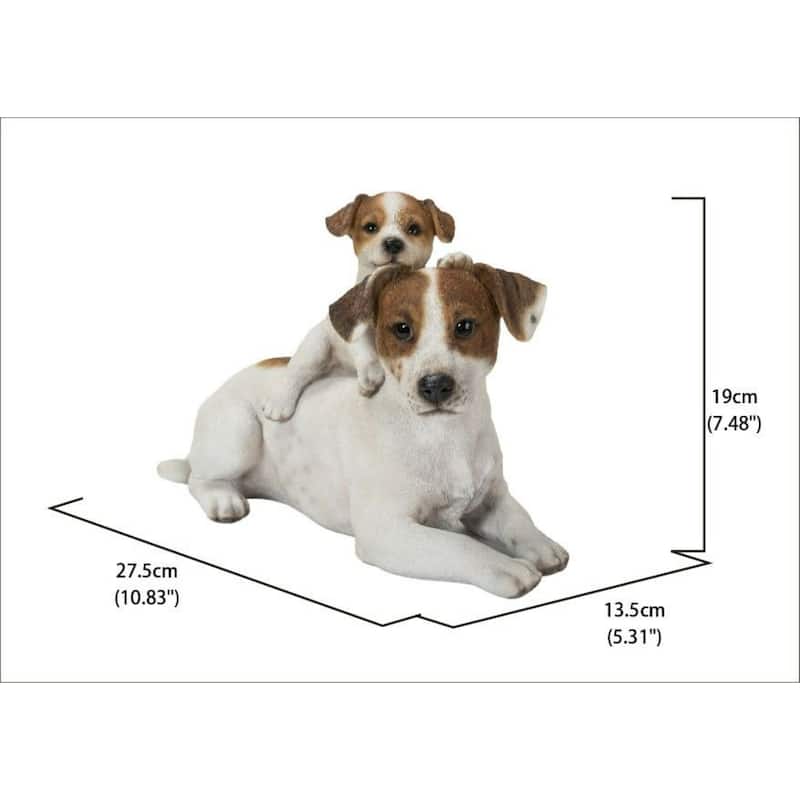 10.75" Baby Jack Russell with Mother Dog Outdoor Garden Statue