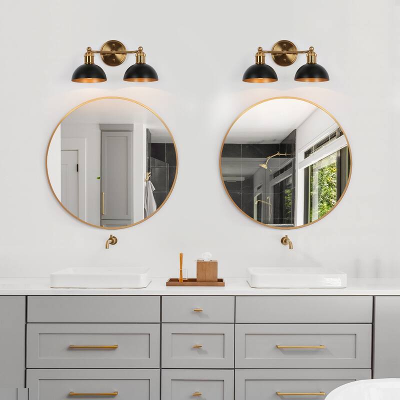 Modern Industrial Black Gold Bathroom Vanity Light Metal Pot Shaped Wall Sconces