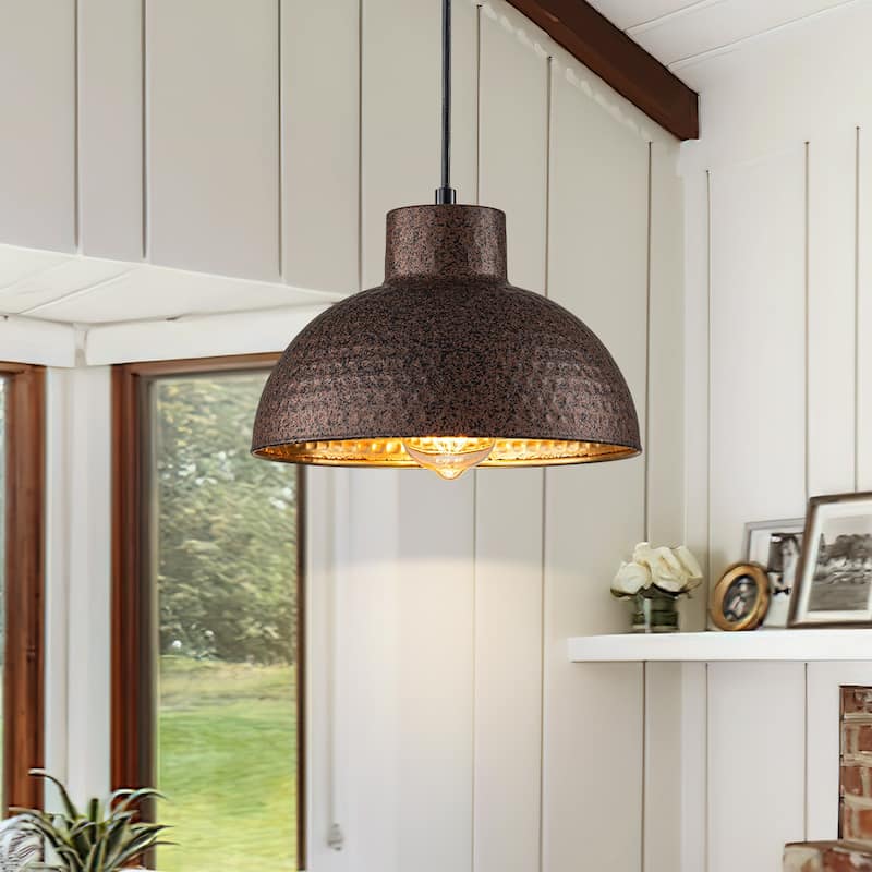 Industiral Farmhouse Small Hammered Dome Pendant Lights for Kitchen Island - Copper - W10.24"