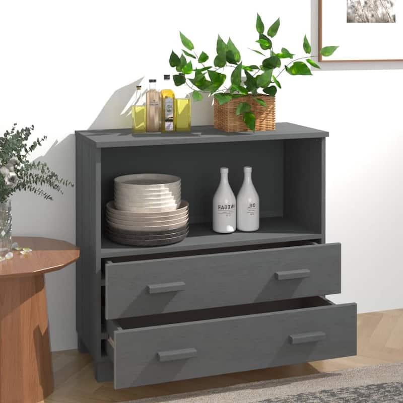 vidaXL Sideboard Buffet Console Cabinet for Bedroom HAMAR Solid Wood Pine - 33.5"x13.8"x31.5"