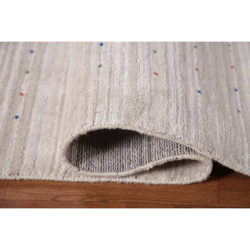 Striped Gabbeh Oriental Area Rug Handmade Silk Carpet - 8'0" x 9'10"