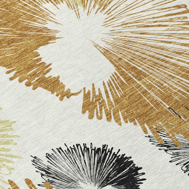Machine Washable Indoor/Outdoor Modern Floral Chantille Rug