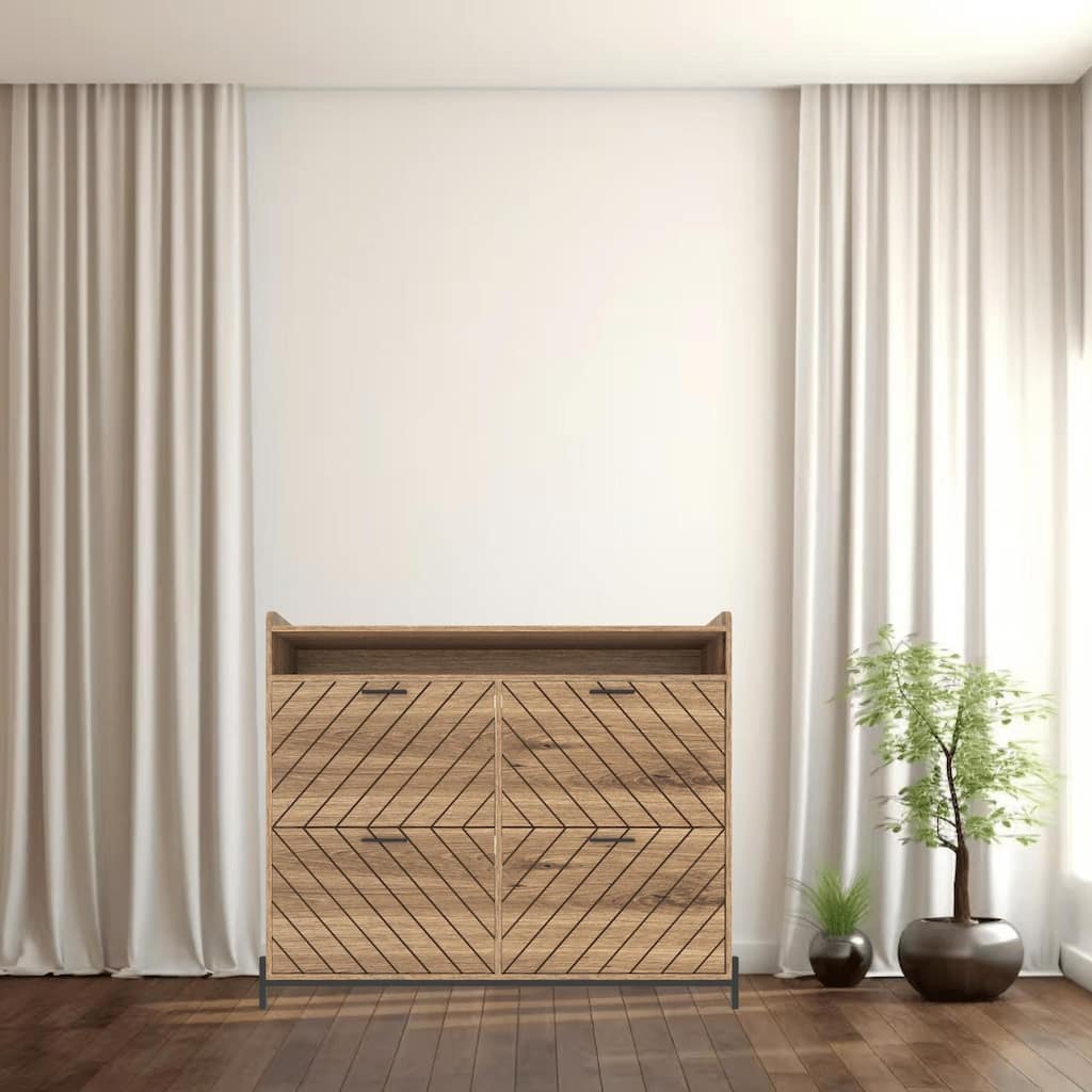 Freestanding Shoe Rack Storage Cabinet with Flip Drawers, Compact Organizer for Small Spaces, Ideal for Entryway or Hallway