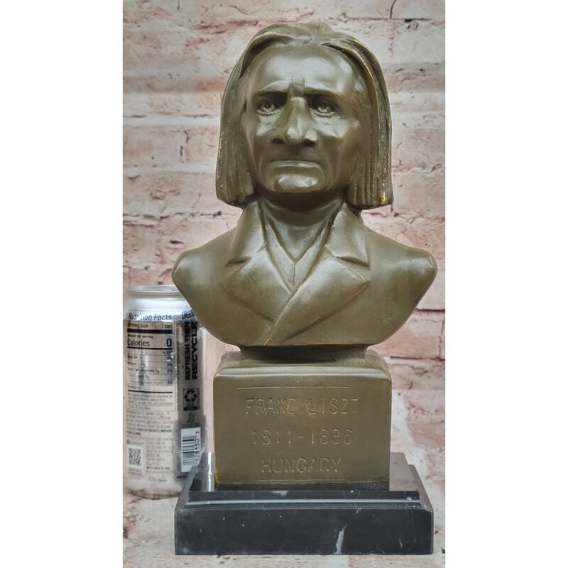 Franz Liszt Bronze Bust – Hungarian Composer Statue On Marble Base