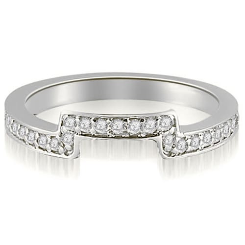 0.25 cttw. Petite 14K White Gold Round Cut Diamond Curve Wedding Ring