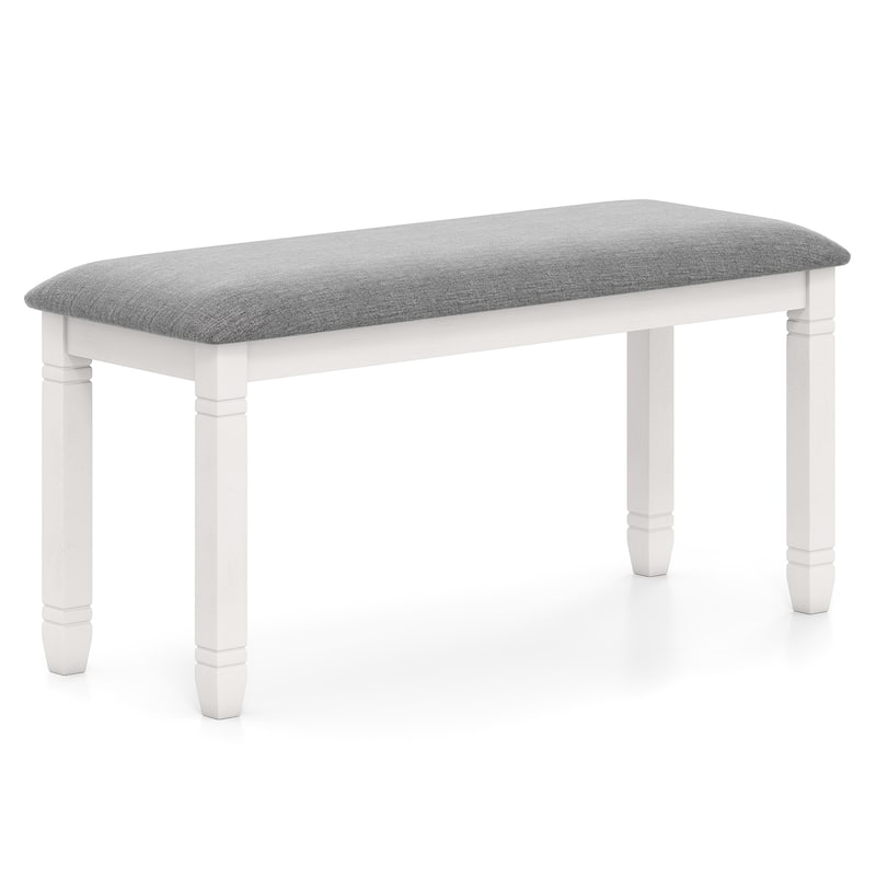 Grey Upholstered Bedroom Bench with Rubber Wood Legs and Padded Seat for Entryway or End of Bed - 40.5" x 16" x 20"