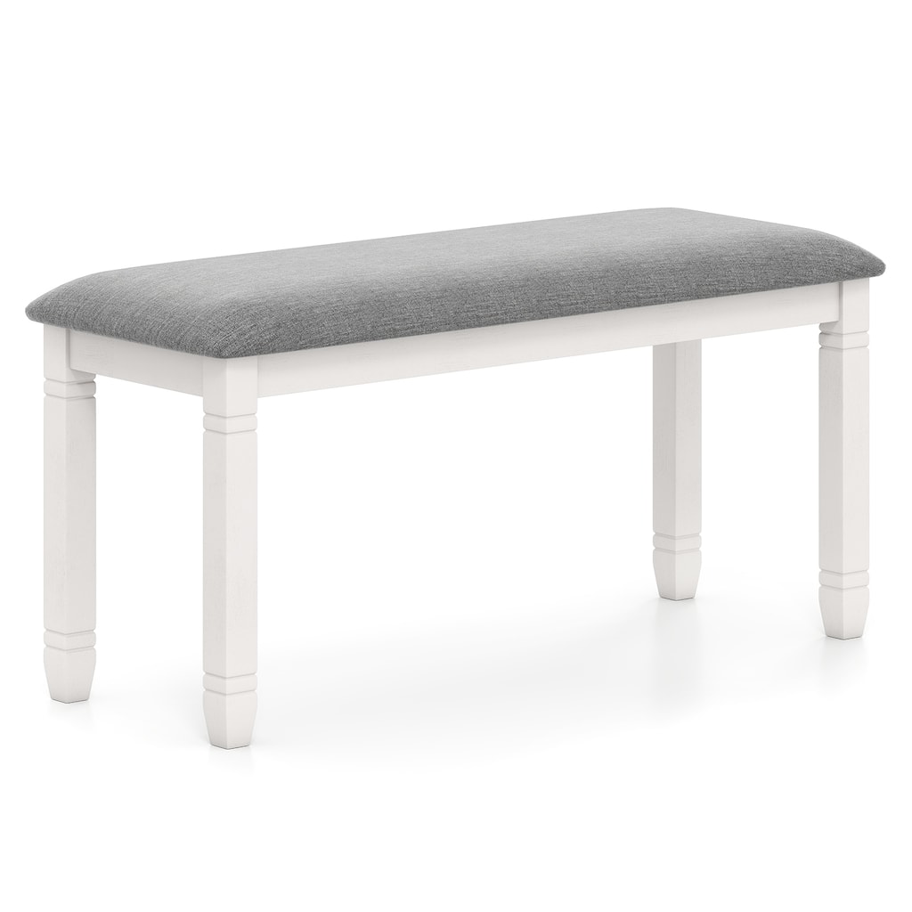 Grey Upholstered Bedroom Bench with Rubber Wood Legs and Padded Seat for Entryway or End of Bed - 40.5" x 16" x 20"