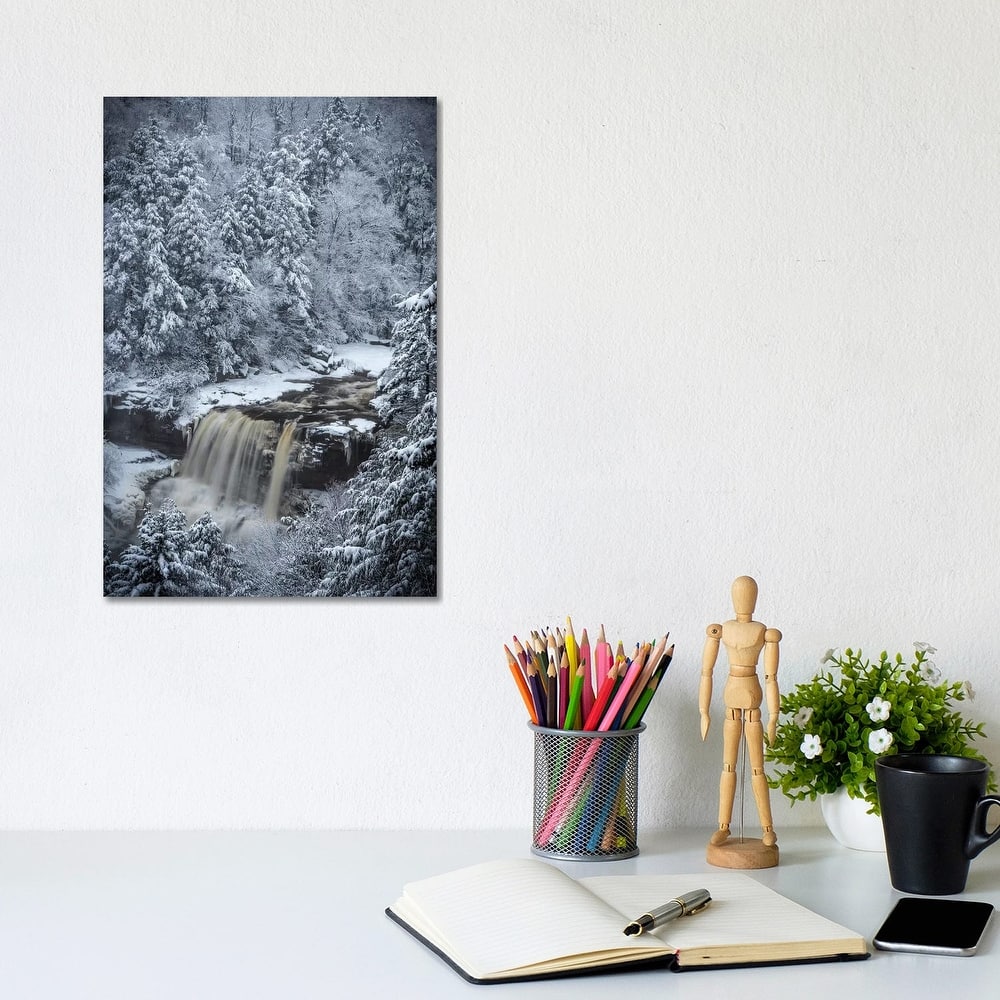 iCanvas "USA, West Virginia, Blackwater Falls State Park. Forest and waterfall in winter." by Jaynes Gallery Canvas Print