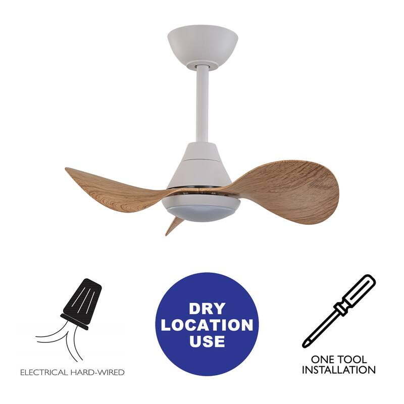 C Cattleya 24" 3 Blades DC Motor Dimmable Integrated LED Ceiling Fan with Remote Control