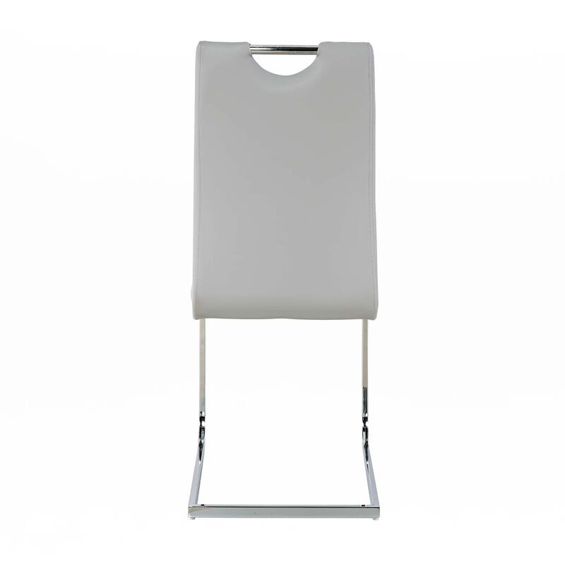 PU Dining Chair Living Room Chair with Silver Leg(Set of 4)