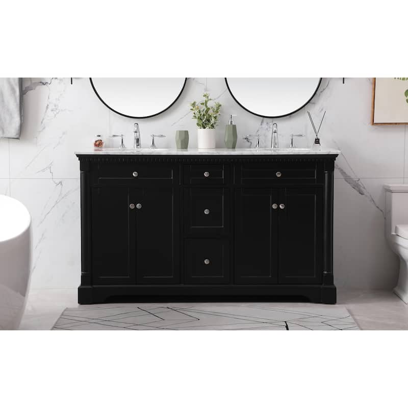 Petal 60 - 72 Inch Double Bathroom Vanity - Black - 60 Inches