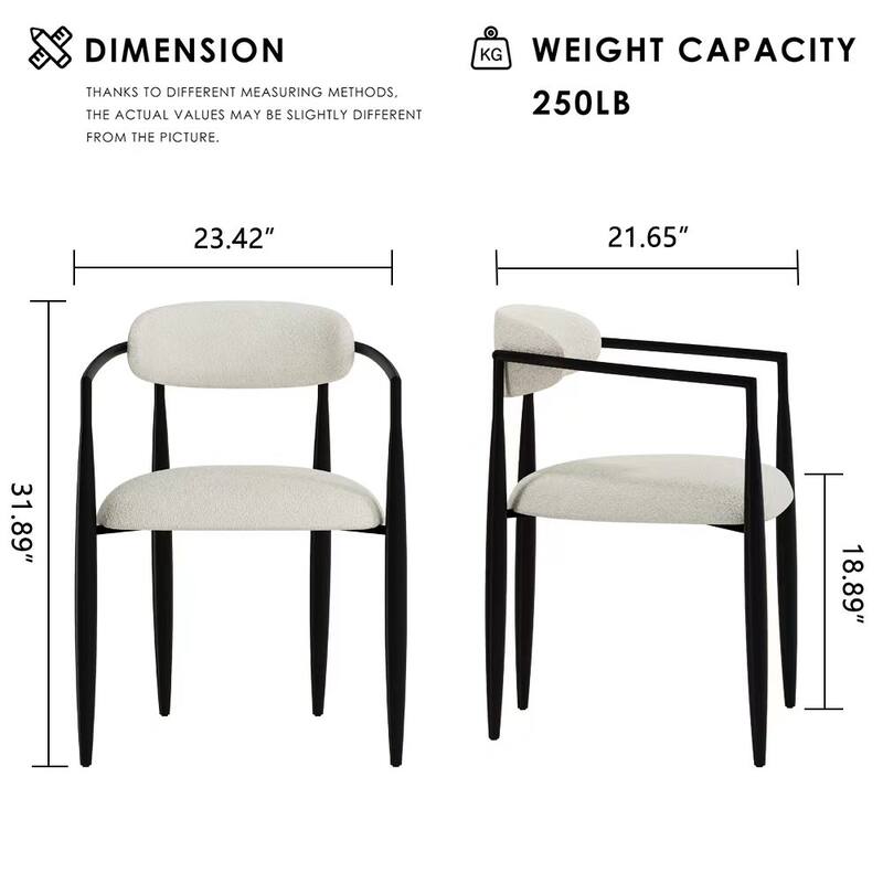Modern Fabric Upholstered Back Armchair Dining Chair (Set of 2)