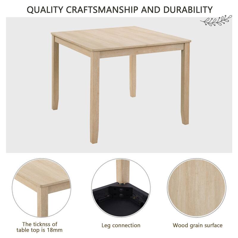 Modern Dining Table Set with Linen-Padded Seats and Backrests, for Living Rooms Kitchens, 4-Piece Set, Light Oak + Beige